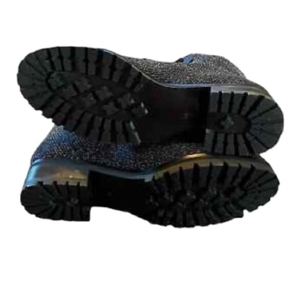 Kate Spade Merigue Knit Combat Boots Black Silver Sparkle Size 7.5 - Picture 11 of 12